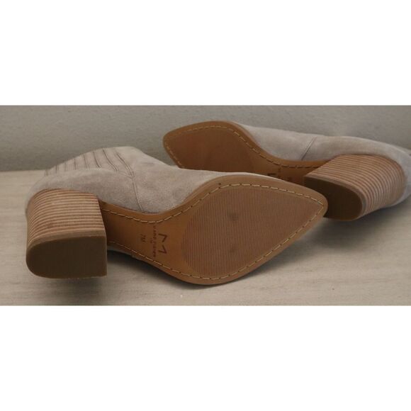 Marc Fisher Women's Sz 7M Beige Alva Pointed Toe Block Heel Ankle Booties $200 - Picture 8 of 9